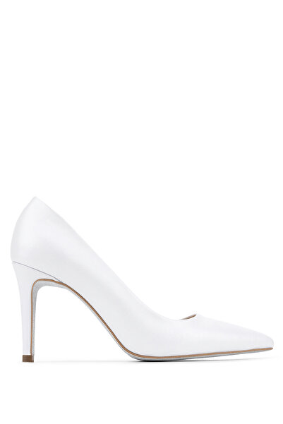 Tamer Tanca Women's Genuine Leather White Heeled Shoes