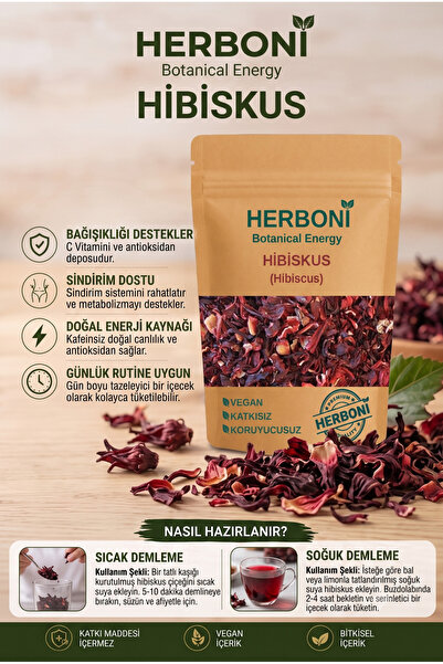 HERBONİ Hibiskus Çayı 200g, Doğal ve Katkısız