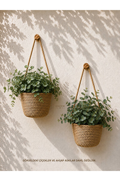 ÖRGÜM Coș decorativ cu 2 mini ghivece pentru flori 12x10 cm Plantele și umera...