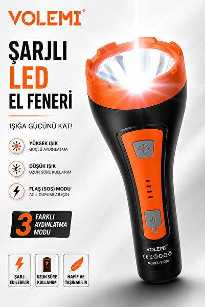 V-8020 Rechargeable LED Flashlight USB Rechargeable Portable Flashlight with Powerful Lights with 3 Lighting Modes