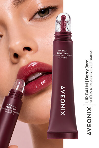 AVEONIX Cam Görünümlü Dudak Parlatıcısı Lip Balm Berry Jam | Yoğun Nem | E Vi...