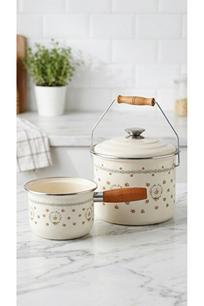 Bonera 2-Piece Enamel Pot & Sauce Bowl Set - 3 Pieces