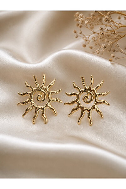 ankadizayn Gold Sun Detail Earrings
