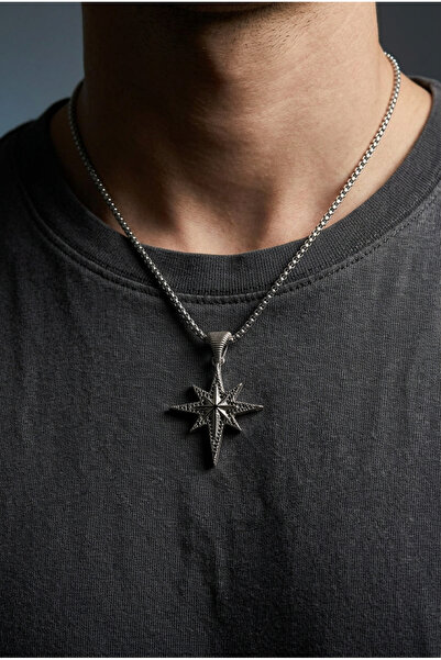 Begondio North Pole Star Handcrafted Stainless Steel Chain Men's Necklace
