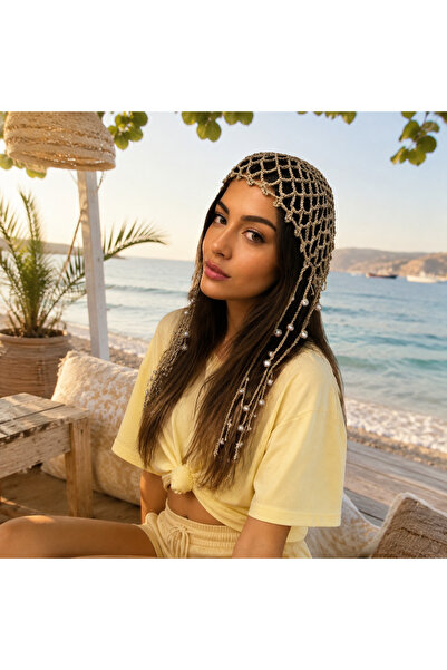 ADEN BEBEK AKSESUARLARI Bohemian Hand Knitted Bead Detailed Hairnet Handmade ...