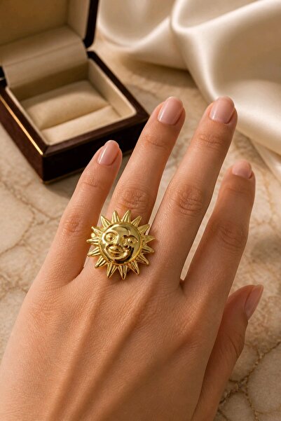 mos&more Gold Güneş Ve Ay Model Ayarlanabilir Yüzük