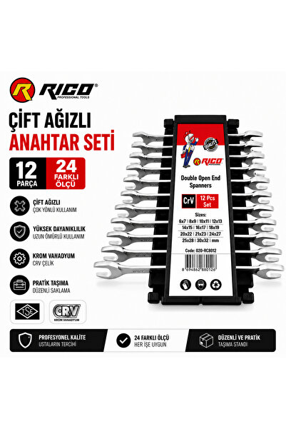 Rico 12 Parça Düz Açık Ağız Anahtar Takımı Seti 6x32mm