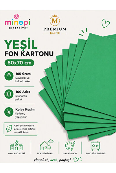 Minopi Light Green Background Cardboard 50X70 cm 100 Pack 160 Gr Colored Back...