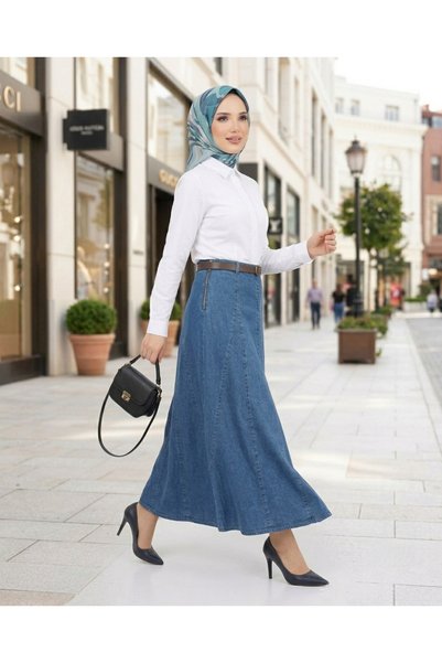 Eseyti Dark Blue Striped Skirt