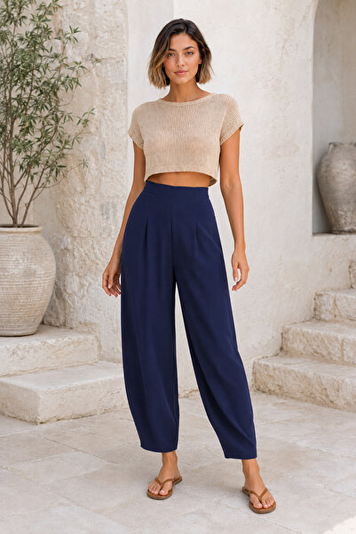 MUZOTEX Pantaloni cu balon model Shalwar din țesătură creponată importați