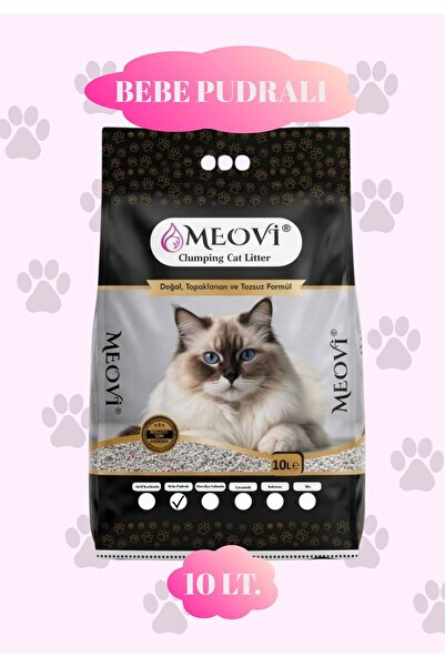 meovi Bebek Pudra Kokulu İnce Taneli Ultra Topaklaşan Tozsuz Kedi Kumu 10 Lt.