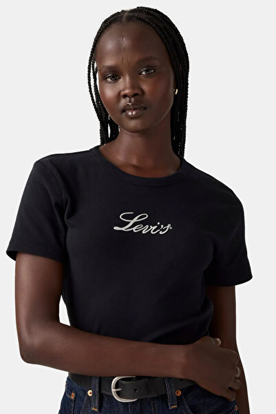Levi's Women's Black T-Shirt with Glitter Detail - 17944-0107