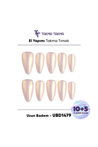 Takma Takma 15'li Ten Rengi Uzun Badem UBD1479 Tekrar Kullanılabilir El Yapım...