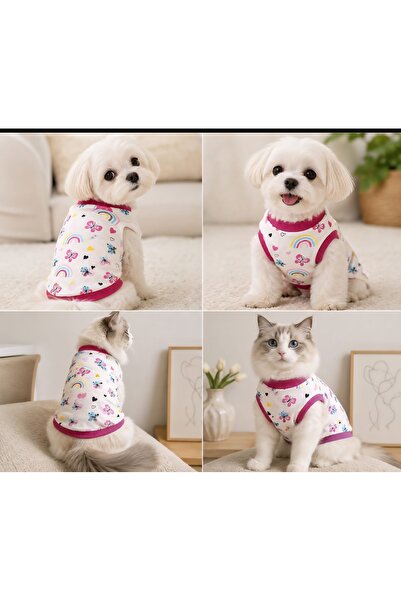 atelyu kedi köpek kıyafeti kelebek desen tshirt atlet