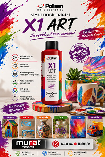 Polisan X1 Art Multisurface Akrilik Hobi Boyası 120ml - Gece Mavisi 0056
