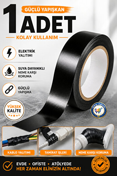 nistabolje 1 Adet Siyah Elektrik İzolasyon Bandı Kablo Bandı Pvc İzole Bant