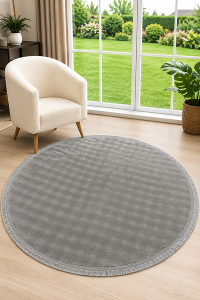 Lionhome Bubble Yumuşak Yuvarlak Düz Saçaklı Kaymaz Taban Peluş Halı