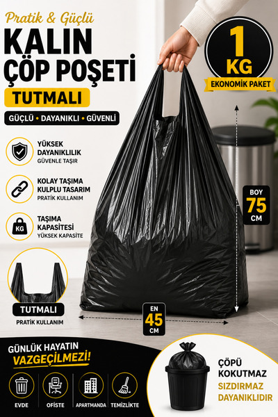 VENON 1 KG ||| 45X75 Atlet Poşet || Kalın Dayanıklı Eşya Taşıma Büyük Market ...