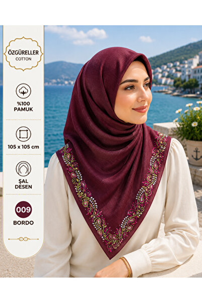 ÖZGÜRELLER Özgüreller, 105x105 cm Etnik İçi Boş Desen Yazma,%100 Pamuklu Hedi...