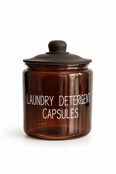 Meturas 3.8 L Amber Glass Detergent Dispenser, Large Glass Storage Container ...