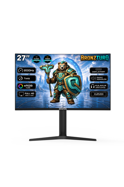 BRONZTURQ 27" 200Hz 1 ms (DP + HDMI + USB) FHD Kavisli Pivot Monitör BTQ270FH...