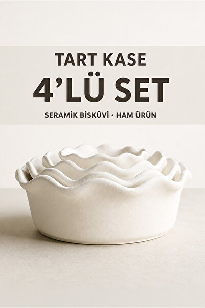 Ceramingo Tart Kase 4'lü Set - Seramik Bisküvi (Ham Ürün)