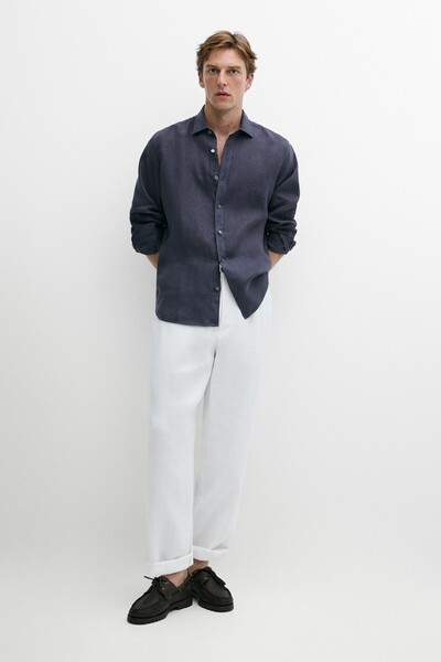 Massimo Dutti %100 keten regular fit gömlek