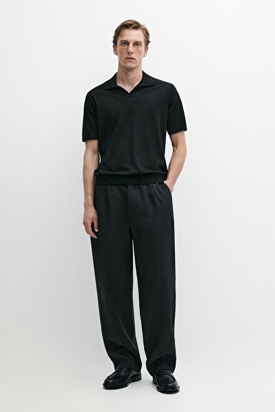 Massimo Dutti Argyle desenli triko polo yaka kazak