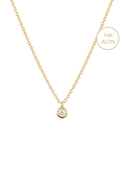 KURSHUNI Parıltı(2mm), 14 Ayar Altın Kolye