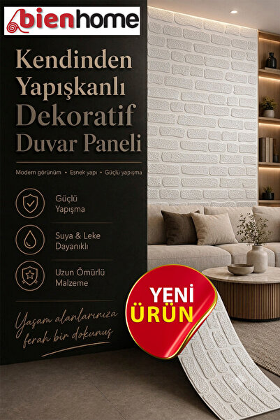 Bien Home 70x77 Cm Beyaz Dağınık Taş 0,54M² 3d Kendinden Yapışkanlı Tuğla Duv...