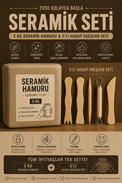 O&S Oyun ve Sanat Eğlen-Üret 5 kg Seramik Hamuru Seti, Kil Çamuru ebeşuar, oy...