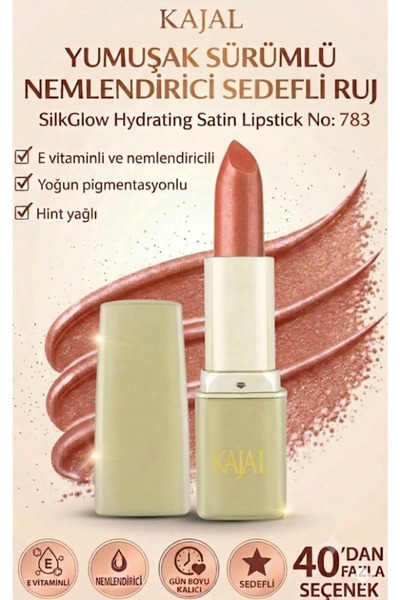 KAJAL Yumuşak Sürümlü Nemlendirici Sedefli Ruj – SilkGlow Hydrating Satin Lip...