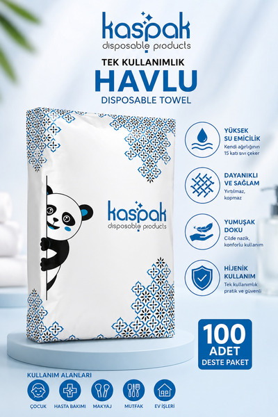 kaspak Tek Kullanımlık 40*20 Çok Amaçlı Havlu 100 Adet