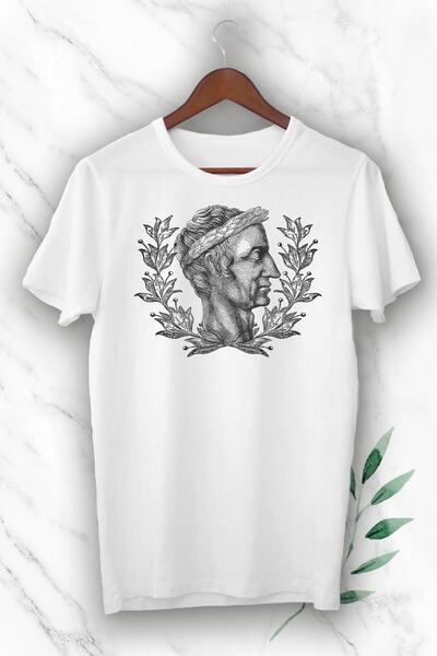 perseusshopping Λευκό μπλουζάκι Unisex Mythology Jül Caesar με στάμπα