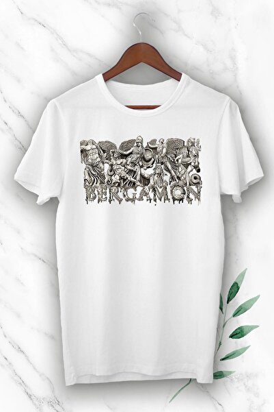 perseusshopping Λευκό μπλουζάκι Unisex με στάμπα Ancient City Bergamon Mythology