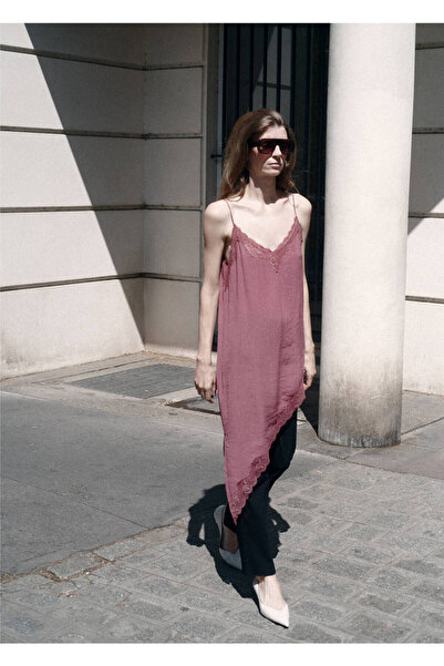 MANGO Woman Asimetrik dantel bluz
