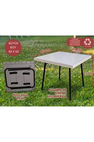 GÖKBAŞLAR 60×60 Cm Beyaz Katlanır Masa – Balkon, Bahçe, Kamp & Piknik Masası ...