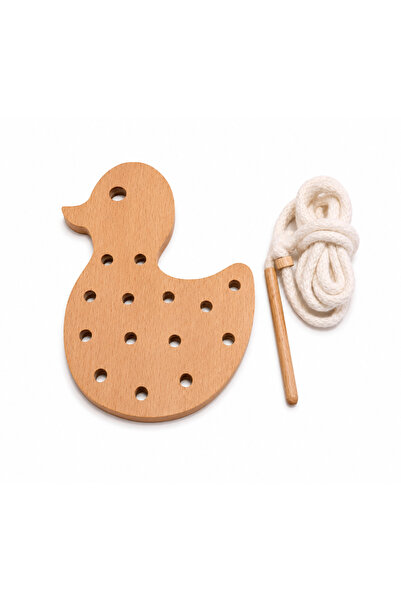 Montessori Gemisi Montessori Duck Stringing Set |   Wooden Rope Threading Gam...