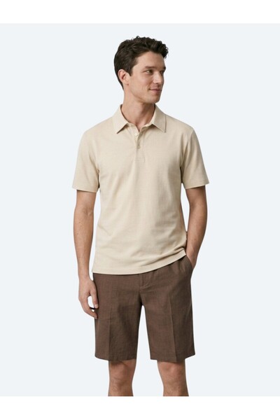 Kip Beige Plain Cotton Blend T-Shirt