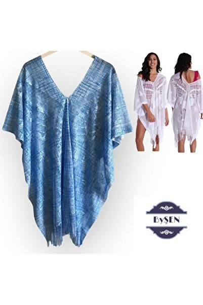 Bysenby Bysen Sky Blue Butterfly Model Beach Dress Pareo