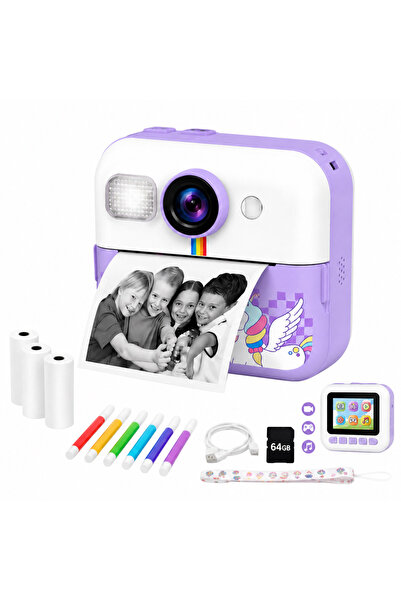 FAMIFY Camera instant pentru copii, 48MP, Full HD, Jocuri, Muzică, 1500mAh, S...
