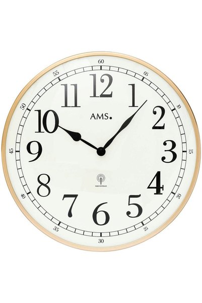 AMS Ceas de perete 5607, cuarț, alb, analogic, modern