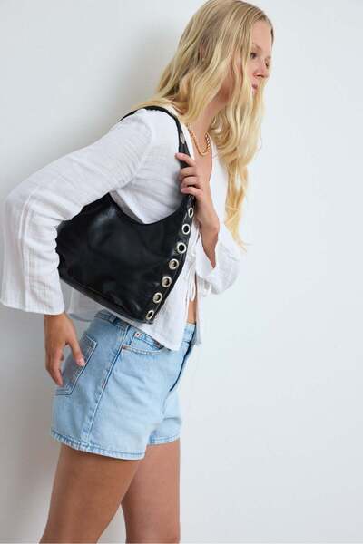 Sabbia Bird-Eyed Shoulder Bag Black