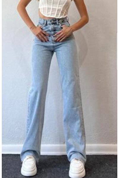 DRC trend Minona Women's Light Blue High Waist Washed Wide Leg 90's Jeans Fit...