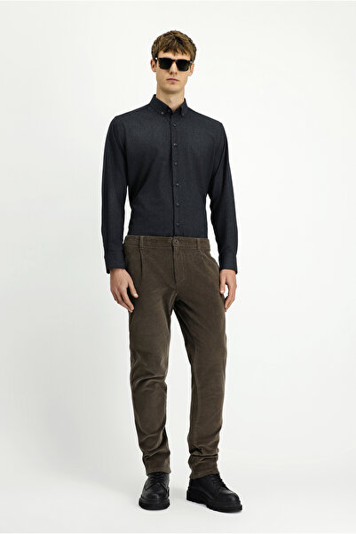 Kiğılı Relaxed Fit Comfortable Cut Lycra Pleated Velvet Trousers