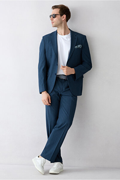 Kiğılı 7 Drop Slim Fit Mono Collar Striped Suit