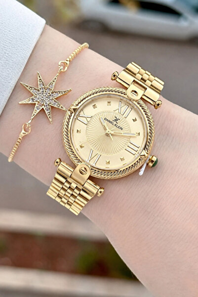 Daniel Klein Dial Yellow Strap Gold Color 32 mm 2 Year Warranty Women's Wrist...