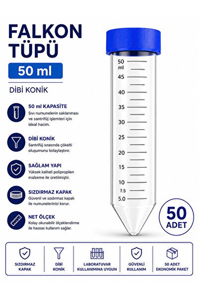 Labolist Falkon Tüpü 50 ml - Dibi Konik - 50 Adet