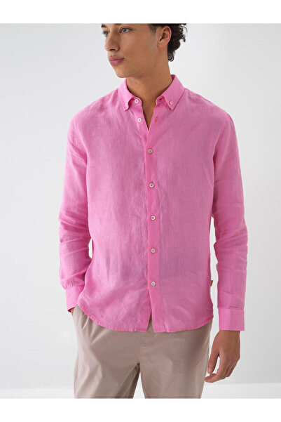 Xint Erkek Pembe %100 Keten Regular Fit Gömlek