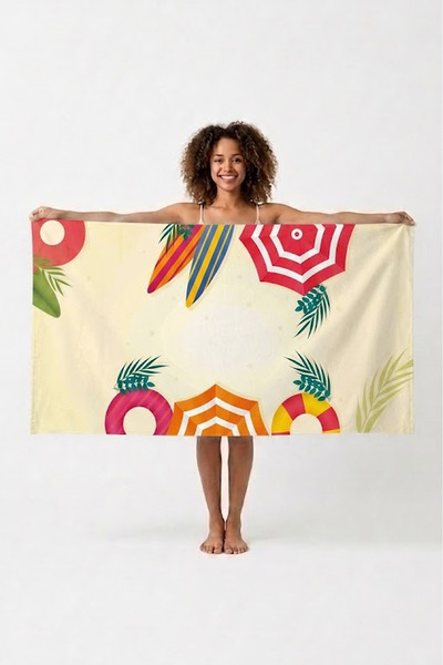 ASDİVA Summer Pattern Digital Printing Beach Towel 75X150